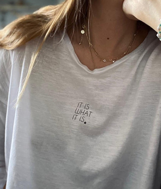 IT IS WHAT IT IS -  Organic Cotton Long Sleeve Tee - White