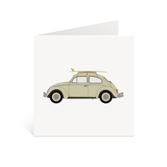 VW Beetle - Bug -  Greeting Card - Surf Culture Art